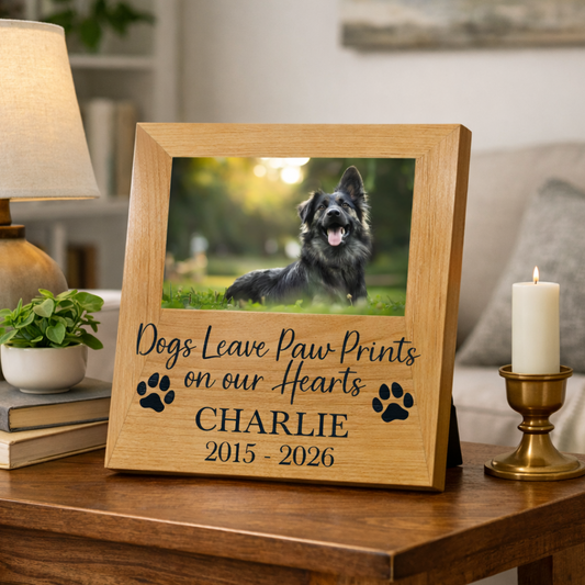 Personalized Pet Photo Memorial Frame – Dogs Leave Paw Prints on our Hearts
