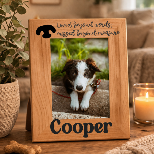 Personalized Dog Memorial Picture Frame - Custom Engraved Pet Loss Gifts for Dogs