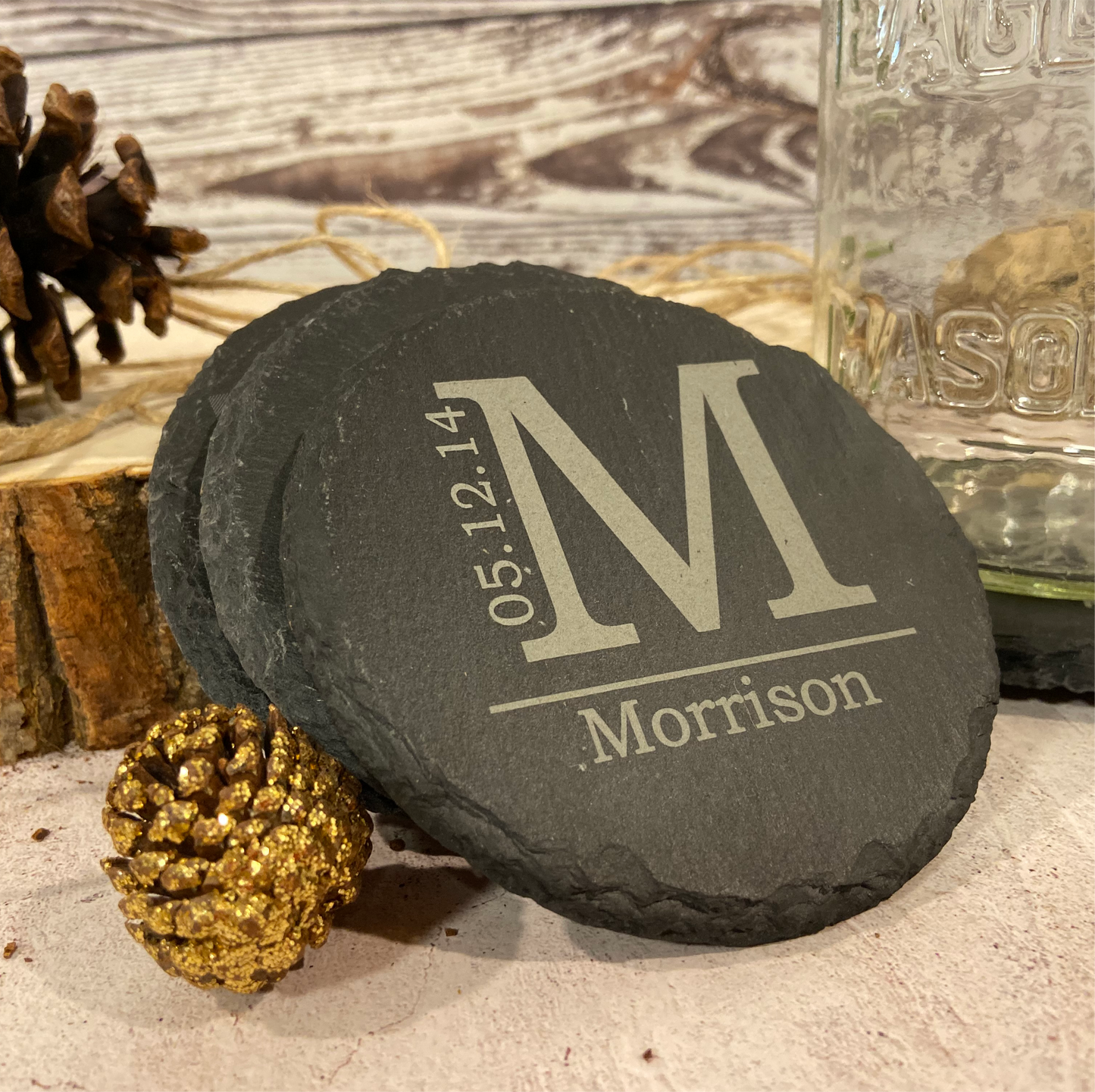 Slate Custom Coasters- Floral Designs Round