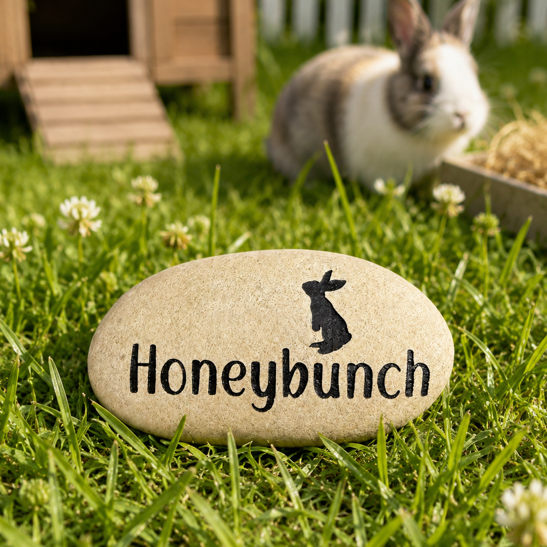 Personalized Bunny Memorial Stone | Custom Rabbit Memorial Rock | Engraved Pet Loss Garden Stone | Rabbit Sympathy Gift