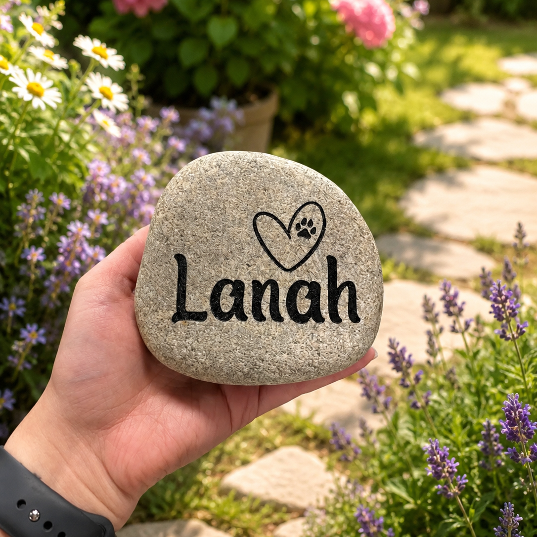 Custom Dog Memorial Garden Stone | Personalized Pet Loss Rock | Engraved Dog Remembrance Stone | Outdoor Memorial