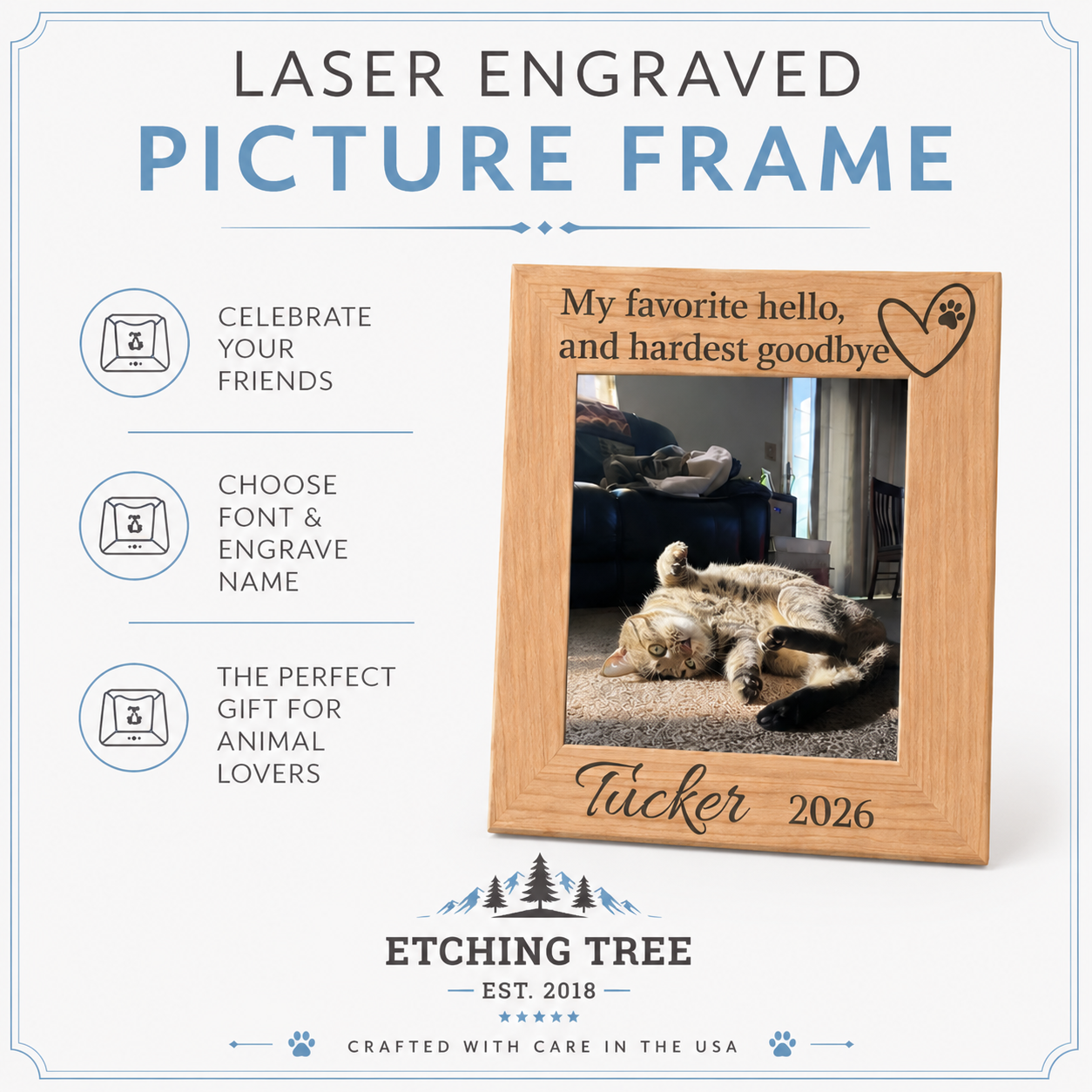 Personalized Dog Memorial Picture Frame - Custom Engraved Pet Loss Gifts for Dogs