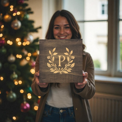 Custom Engraved Decanter Gift Set – 750ml with Optional Glasses & Display Box Wreath Design