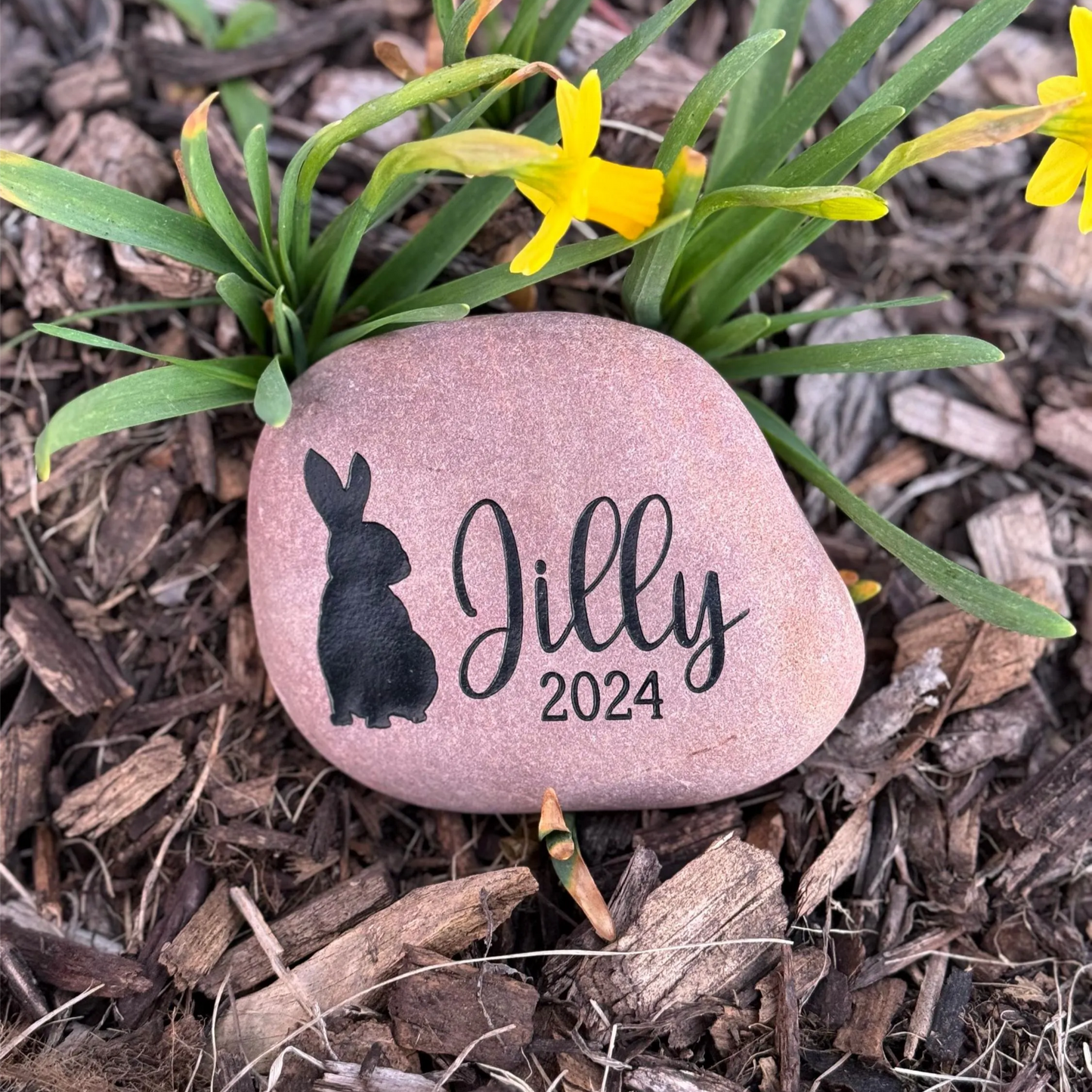 Hop Into Our Hearts Forever: Personalized Rabbit Memorial Stones