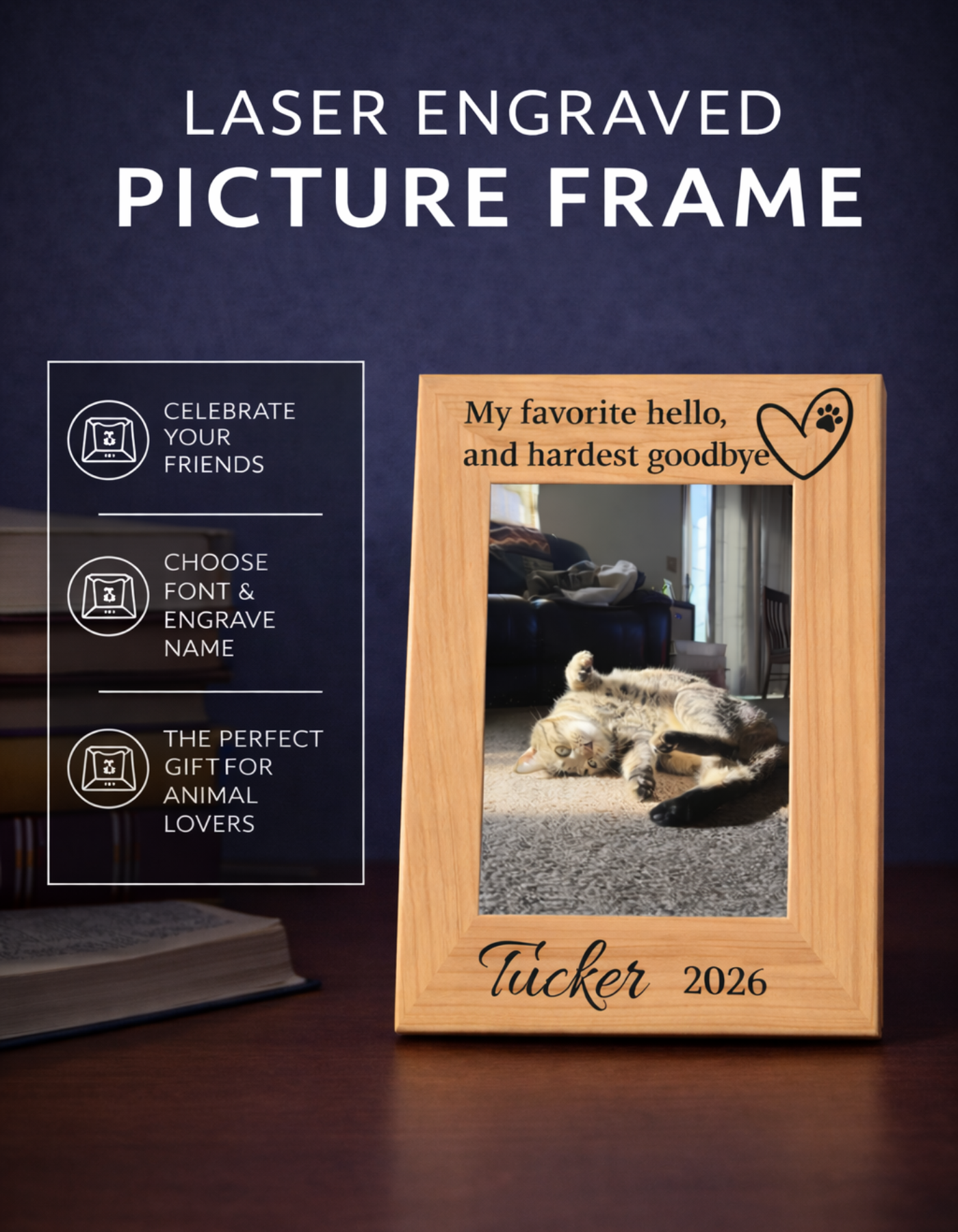 Personalized Cat Memorial Picture Frame - My Favorite Hello
